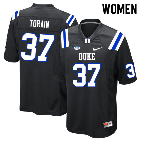 Women #37 Ken Torain Duke Blue Devils College Football Jerseys Sale-Black